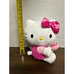 Hello Kitty Plush Toy with Lollipop Pink Bow Sanrio Jakks  5" 2010